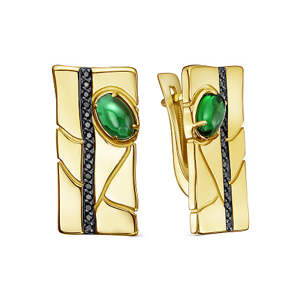 Серьги с английским замком из серебра с фианитами