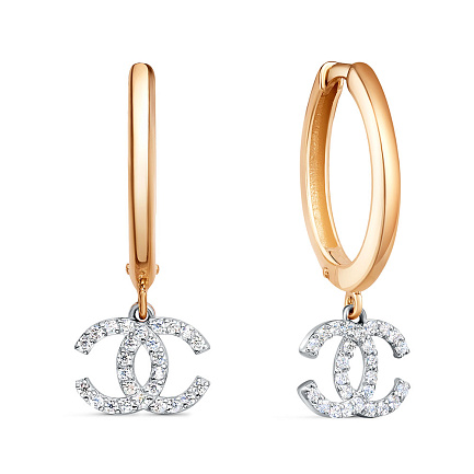 Серьги из красного золота с фианитами