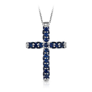 Колье из белого золота с сапфирами, плетение якорное