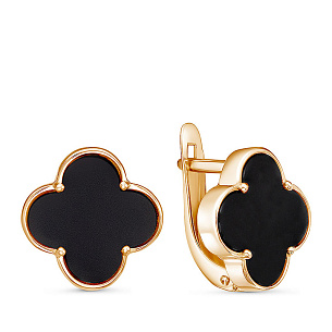 Серьги с английским замком из красного золота с фианитом