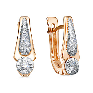 Серьги с английским замком из красного золота с бриллиантами