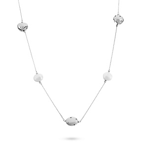 Колье из серебра с жемчугом, фианитами