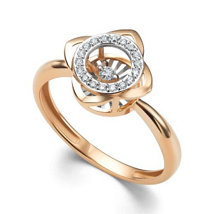 Кольцо из красного золота с бриллиантом