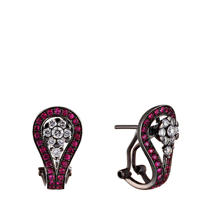 Серьги из золота с бриллиантами, рубинами