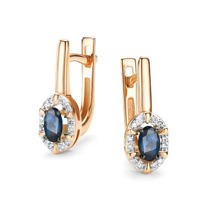 Серьги с английским замком из красного золота с бриллиантами