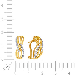 Серьги из желтого золота с бриллиантом