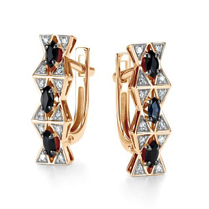 Серьги с английским замком из красного золота с бриллиантом