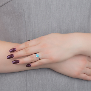 Кольцо из серебра с фианитом, эмалью