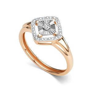 Кольцо из красного золота с бриллиантами