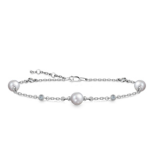 Браслет из белого золота с бриллиантами, жемчугом