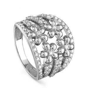 Кольцо из серебра с фианитами