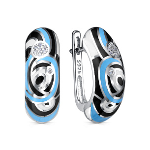 Серьги с английским замком из серебра с фианитом