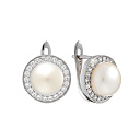 Серьги с английским замком из серебра с жемчугом