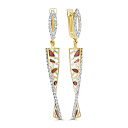 Серьги с английским замком из желтого золота с бриллиантами