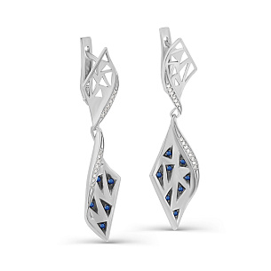 Серьги с английским замком из белого золота с бриллиантом