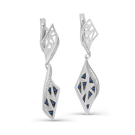 Серьги с английским замком из белого золота с бриллиантами