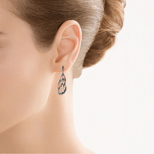 Серьги с английским замком из красного золота с бриллиантами и топазами