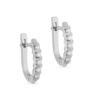 Серьги с английским замком из белого золота с бриллиантами