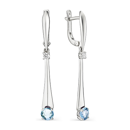 Серьги из серебра с топазами, фианитами