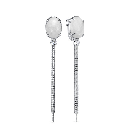 Серьги с английским замком из белого золота с бриллиантами