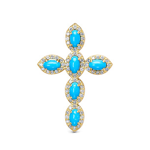 Крест декоративный из комбинированного золота с бриллиантом