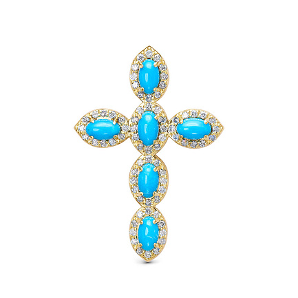 Крест декоративный из комбинированного золота с бриллиантами