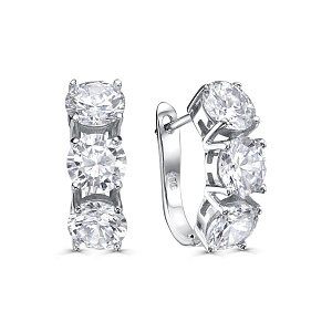 Серьги с английским замком из серебра с фианитами