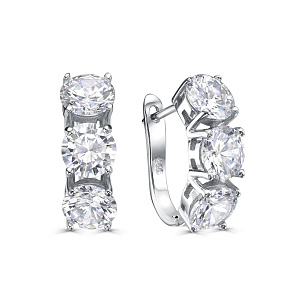 Серьги с английским замком из серебра с фианитом