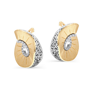 Серьги с английским замком из белого золота с бриллиантом