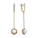 Серьги с английским замком из желтого золота с бриллиантами