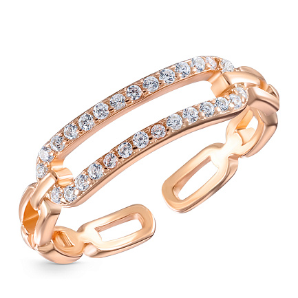 Кольцо из серебра с позолотой, фианитом