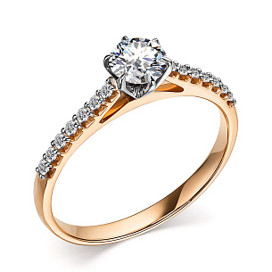 Кольцо из красного золота с бриллиантом