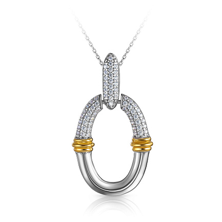 Колье из серебра с позолотой, фианитом