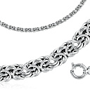 Цепь пустотелая из серебра, плетение византийское