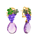 Серьги из желтого золота с бриллиантами, аметистами