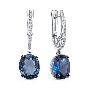 Серьги с английским замком из белого золота с бриллиантами