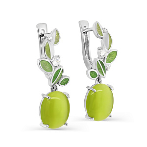 Серьги с английским замком из серебра с фианитами