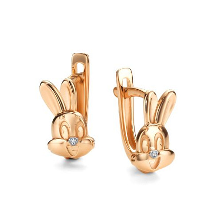 Серьги с английским замком из красного золота с бриллиантами