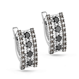 Серьги с английским замком из белого золота с бриллиантами