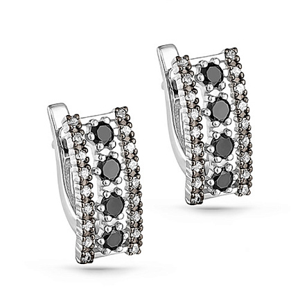 Серьги с английским замком из белого золота с бриллиантами