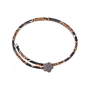 Чокер из серебра с фианитом, кожей