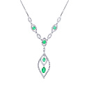 Колье из белого золота с бриллиантами, изумрудами