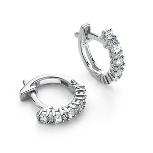 Серьги с английским замком из белого золота с бриллиантами