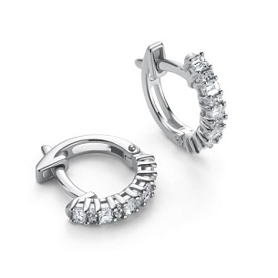 Серьги с английским замком из белого золота с бриллиантом