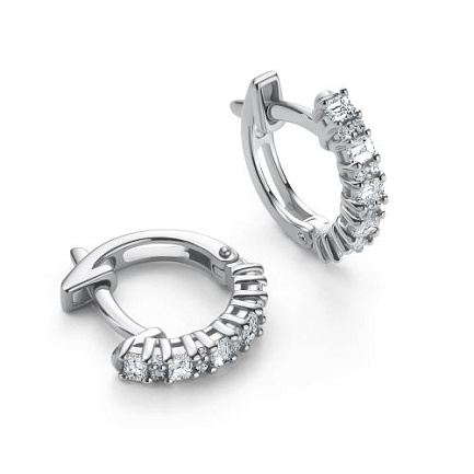 Серьги с английским замком из белого золота с бриллиантами