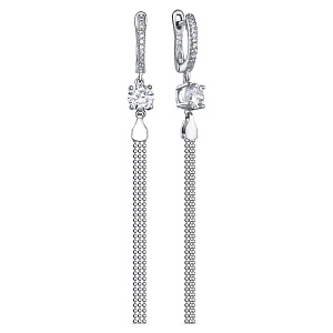 Серьги с английским замком из серебра с фианитами