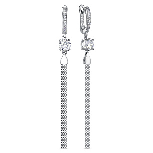 Серьги с английским замком из серебра с фианитом