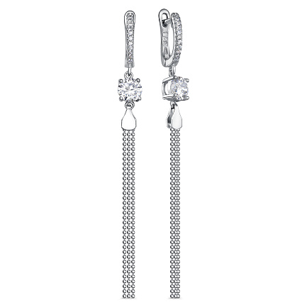 Серьги с английским замком из серебра с фианитами