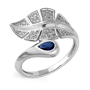 Кольцо из серебра с шпинелью, фианитами