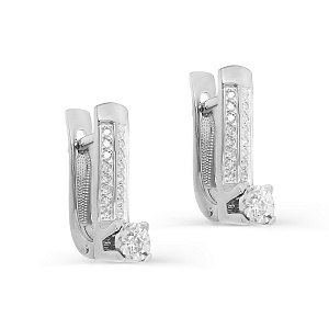 Серьги с английским замком из белого золота с бриллиантами